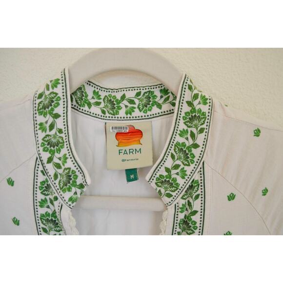 FARM Rio Forest Soul Maxi Dress Green and White Long Sleeve Medium - Picture 5 of 8